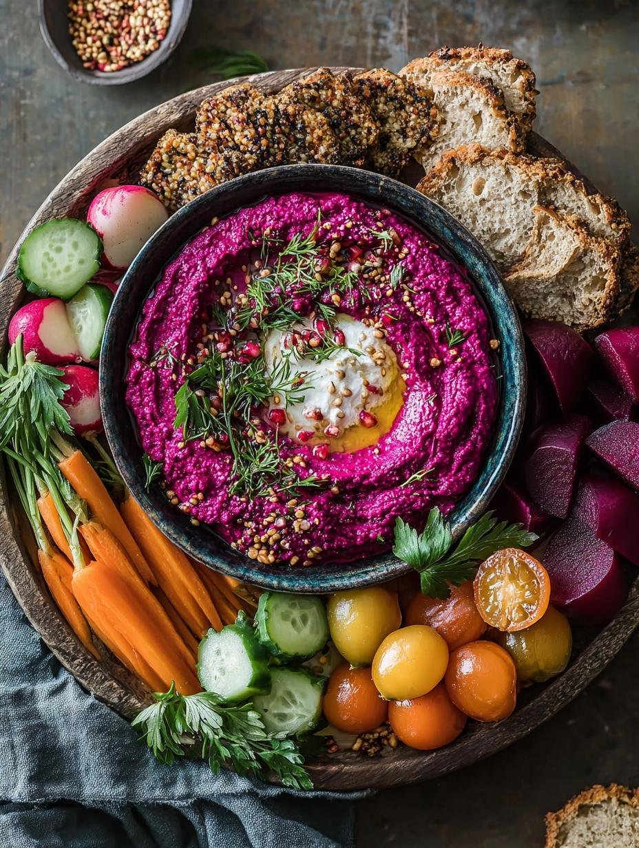 Delicious Beet Hummus Platter That Will Wow Your Guests - Beet Hummus Platter - main visual representation