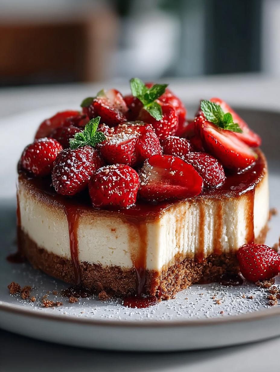 Biscoff Cheesecake with Sumac Strawberries That Delight - Biscoff Cheesecake, Sumac Strawberries, Dessert Recipe - main visual representation