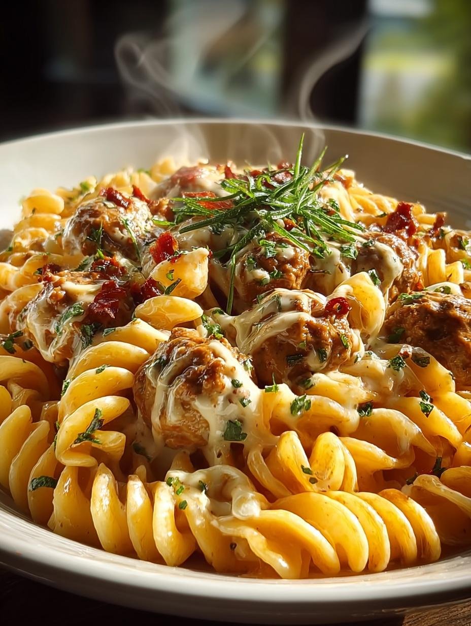 Buffalo Ranch Pasta, Creamy Meatball Pasta, Bold Pasta Recipe, Spicy Meatball Dish