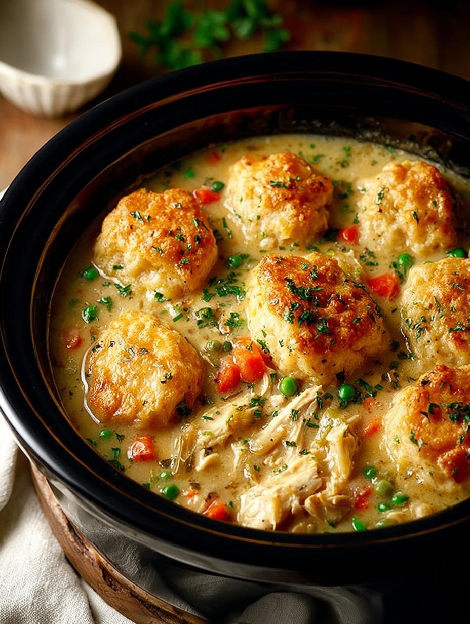 Crockpot Chicken Dumplings Recipe: 5 Hours of Comfort - CROCKPOT CHICKEN DUMPLINGS RECIPE - main visual representation