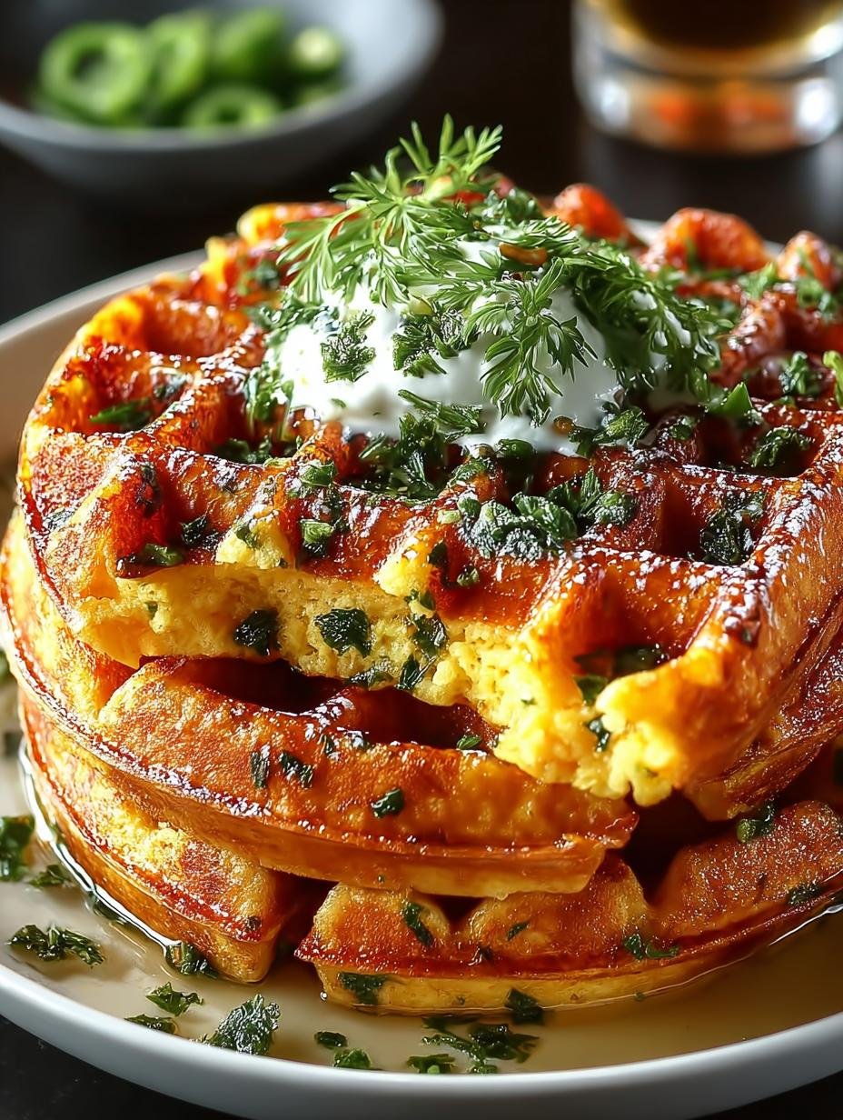 Cheddar Jalapeño Cornbread Waffles