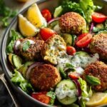 Falafel Salad, Lemon Garlic Dressing, Flavorful Salad