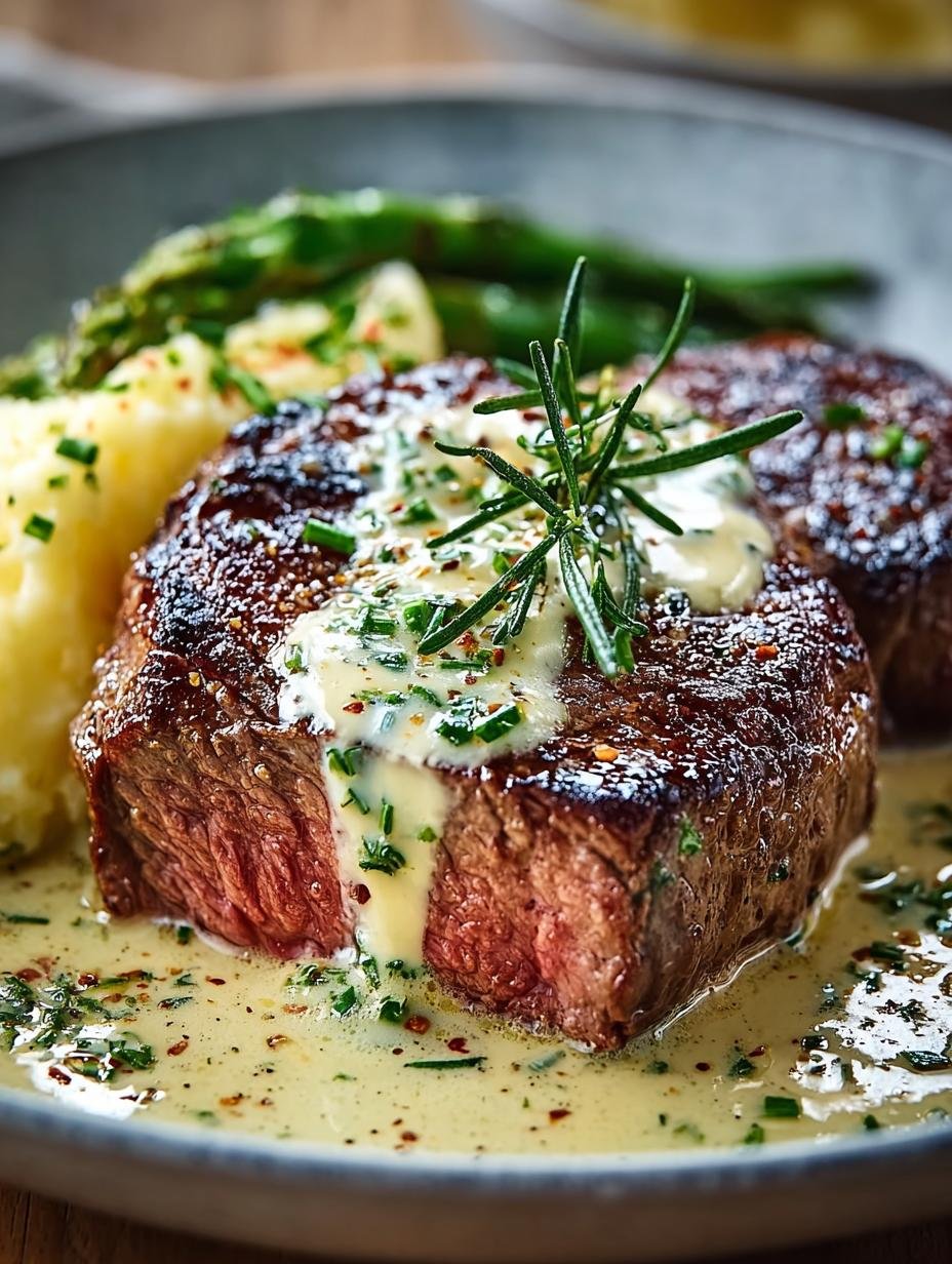 Garlic Butter Steak with Parmesan Cream Sauce Delight - Garlic Butter Steak, Parmesan Cream Sauce, Steak Recipe, Easy Dinner - additional detail