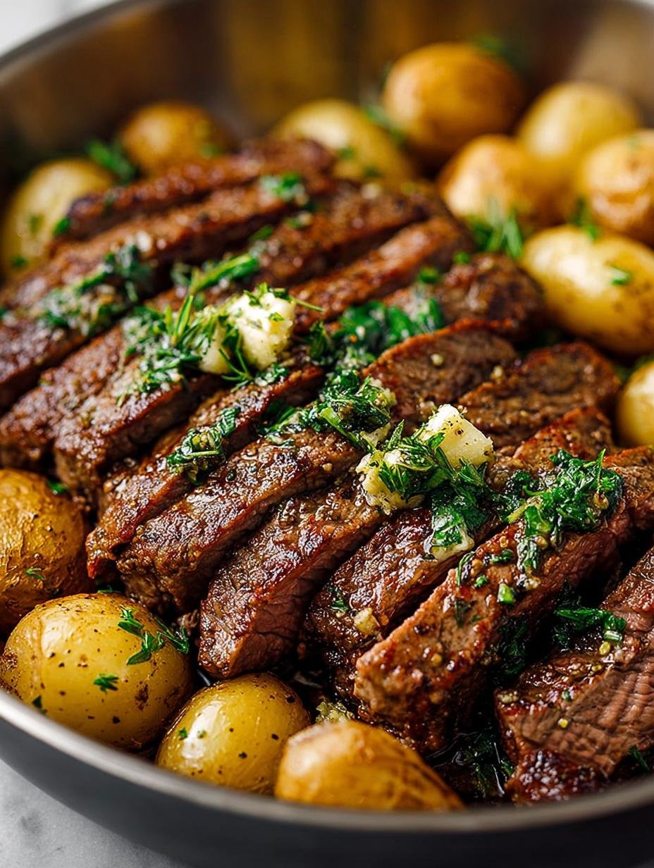 Delicious Garlic Butter Steak Skillet Dinner Recipe - Garlic Butter Steak Skillet - main visual representation