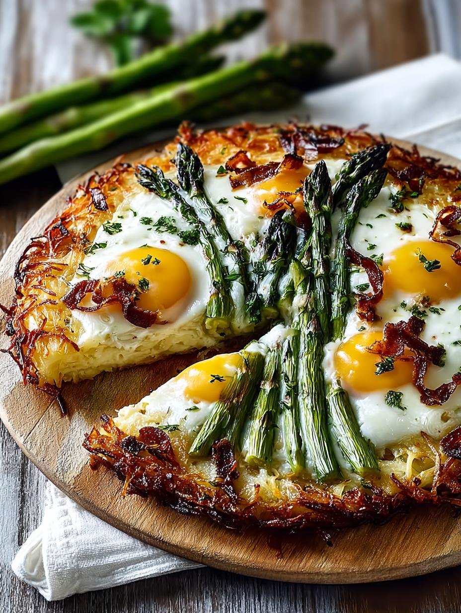 Irresistible Hash Brown Breakfast Pizza with Asparagus Delight