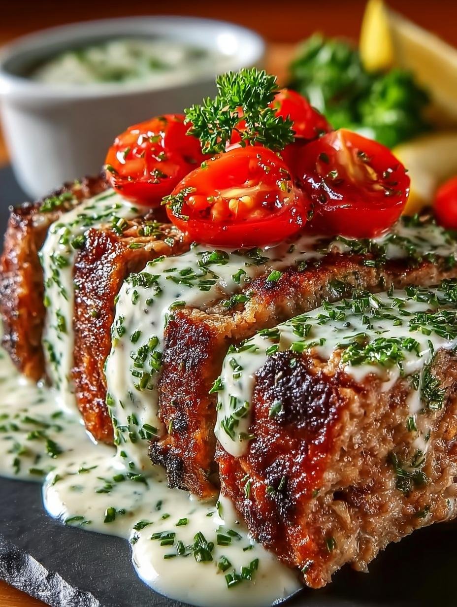 Mediterranean Meatloaf with Garlic Herb Sauce: 7 Savory Steps - Mediterranean Meatloaf with Garlic Herb Sauce - additional detail