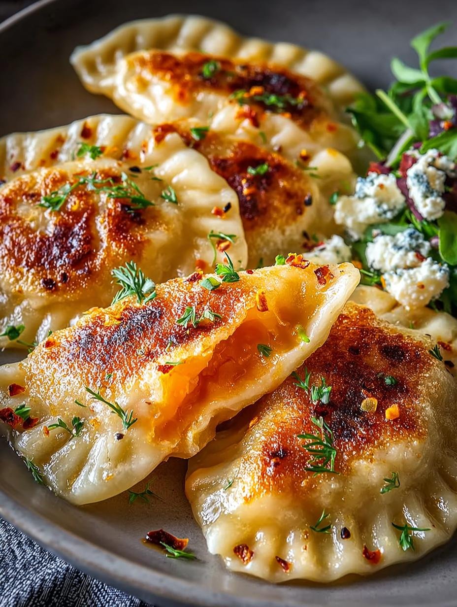 Roasted Butternut Squash Pierogi with Savory Sage Butter - Roasted Butternut Squash Pierogi - main visual representation