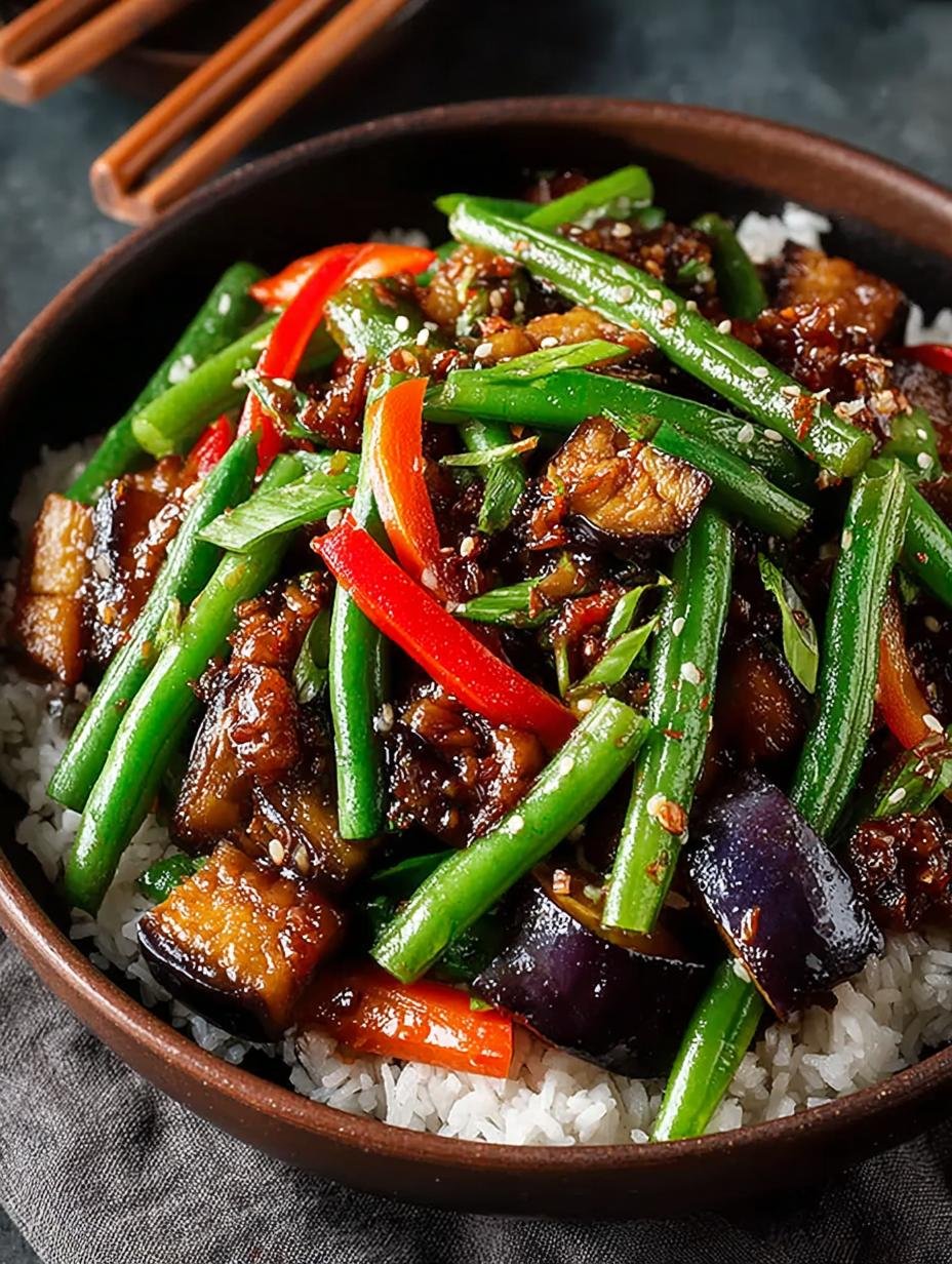 Savor the Flavor: Chinese Stir-Fried Eggplant and Green Beans - main visual representation