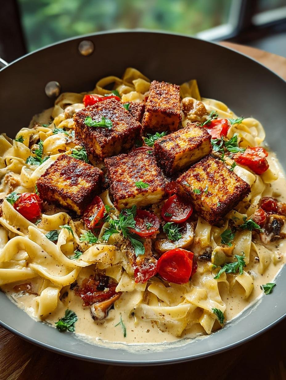 Savory Vegan Creamy Cajun Pasta with Crispy Breaded Tofu 3 Savory Vegan Creamy Cajun Pasta with Crispy Breaded Tofu - Savory Vegan Creamy Cajun Pasta with Crispy Breaded Tofu - additional detail