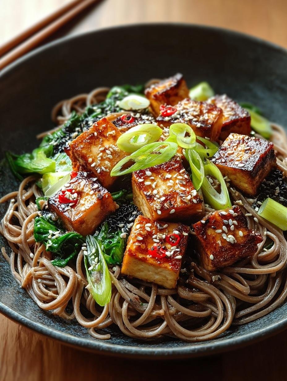 Delicious Sesame Soba Noodles with Crispy Tofu Recipe - Sesame Soba Noodles, Crispy Tofu Recipe - main visual representation