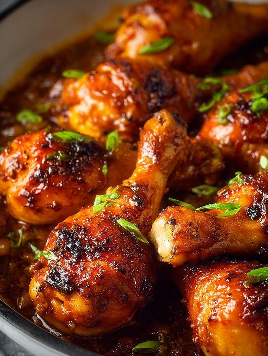 Slow Cooker BBQ Chicken Drumsticks with Sweet Peach Glaze - Slow Cooker BBQ Chicken Drumsticks - main visual representation