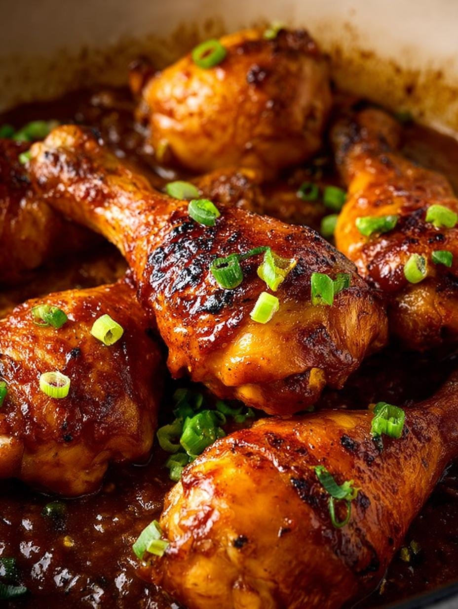 Slow Cooker BBQ Chicken Drumsticks with Sweet Peach Glaze