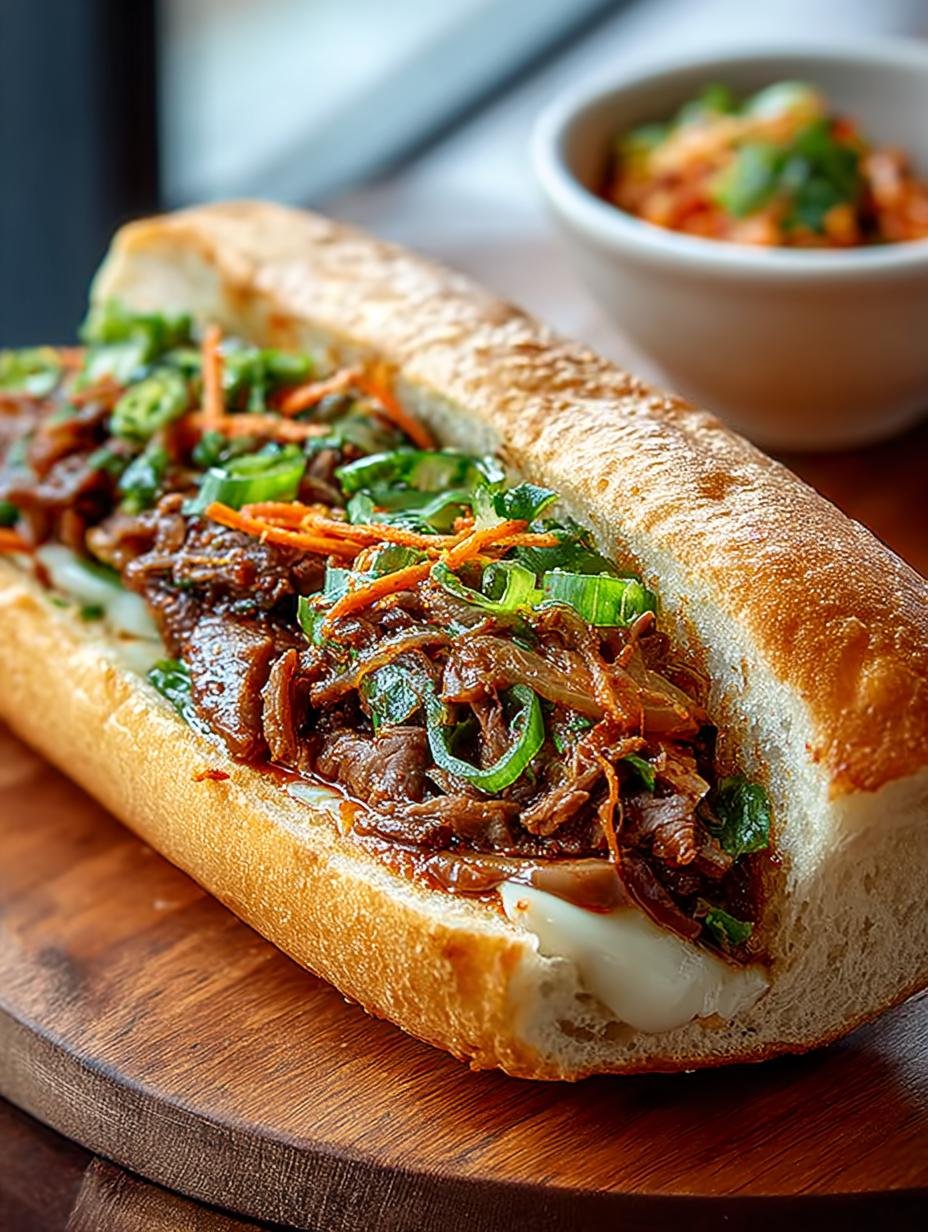 Delicious Spicy Kimchi Bulgogi Cheesesteak Recipe - Spicy Kimchi Bulgogi Cheesesteak - additional detail