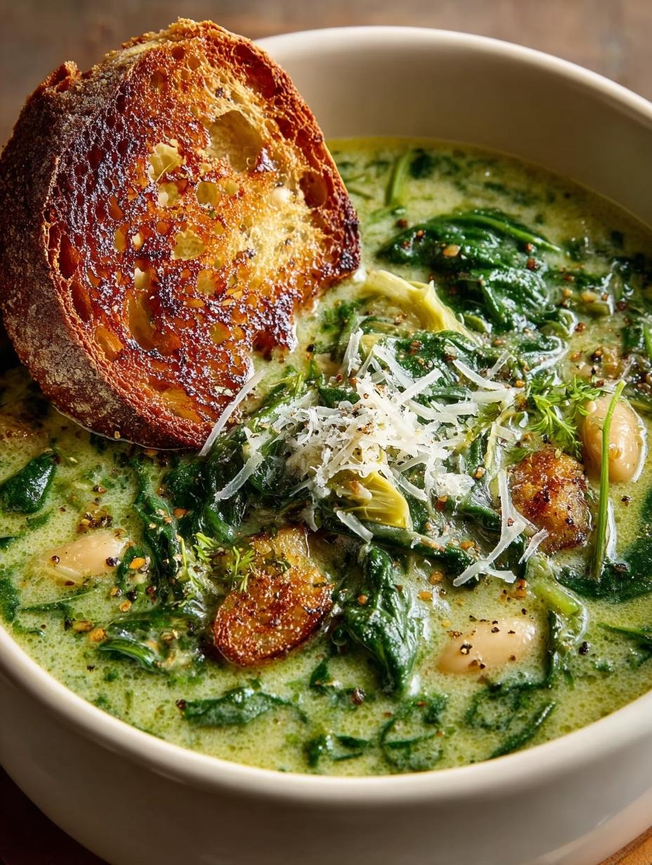 Spinach Artichoke Soup: 30-Minute Comfort Food Delight - Spinach Artichoke Soup, White Bean Soup, Comforting Soup Recipe - additional detail