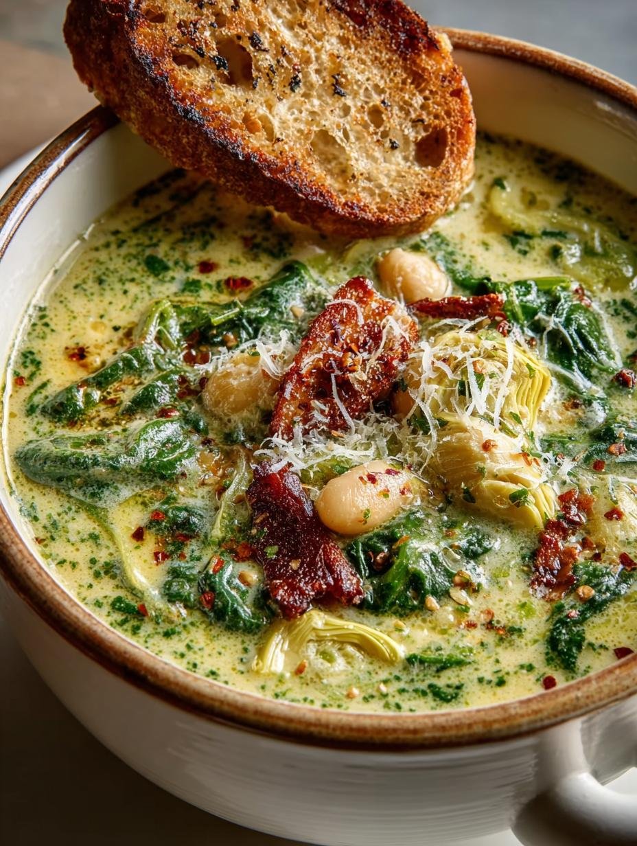 Spinach Artichoke Soup: 30-Minute Comfort Food Delight 1 Spinach Artichoke Soup, White Bean Soup, Comforting Soup Recipe