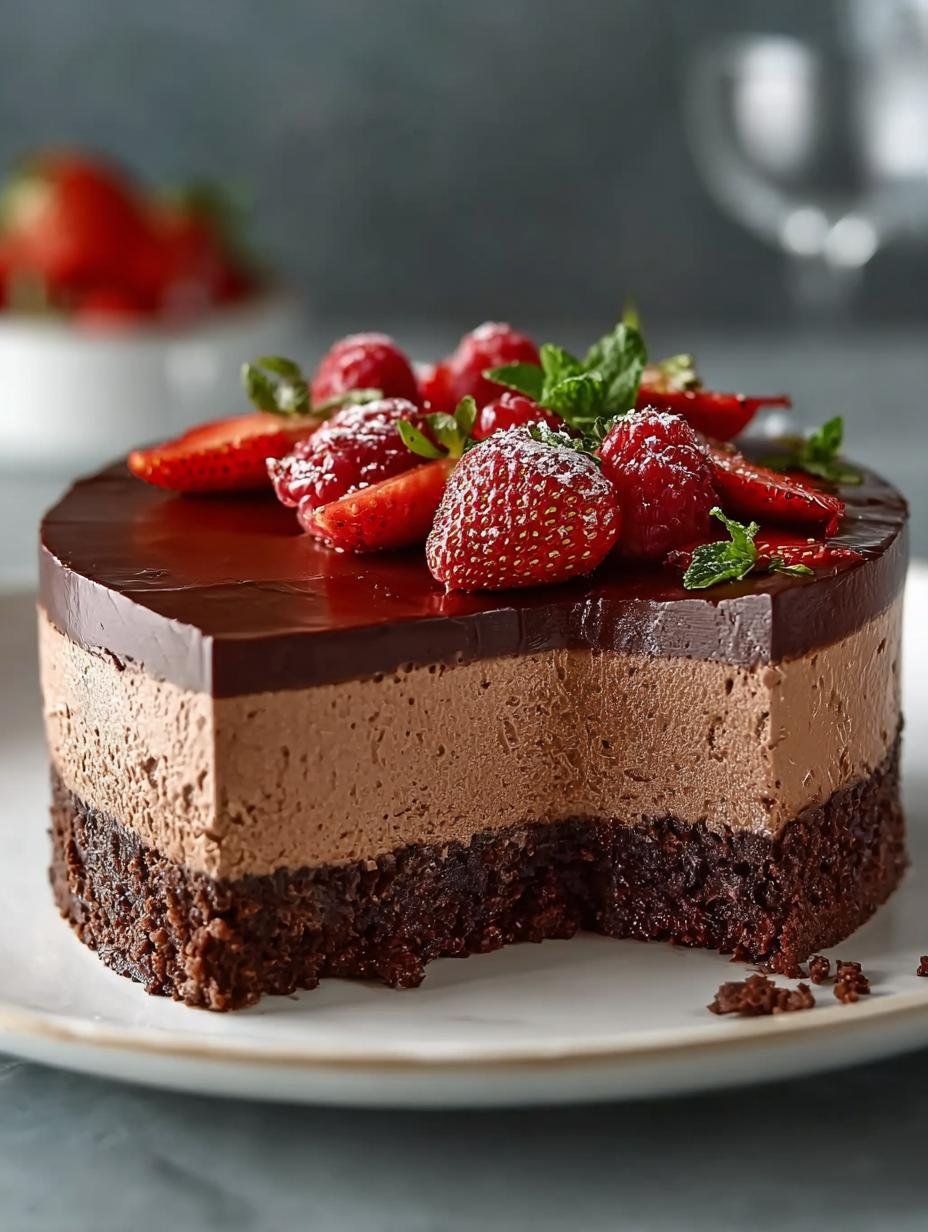 Irresistible Triple Chocolate Mousse Cake for Chocolate Lovers - Triple Chocolate Mousse Cake - main visual representation
