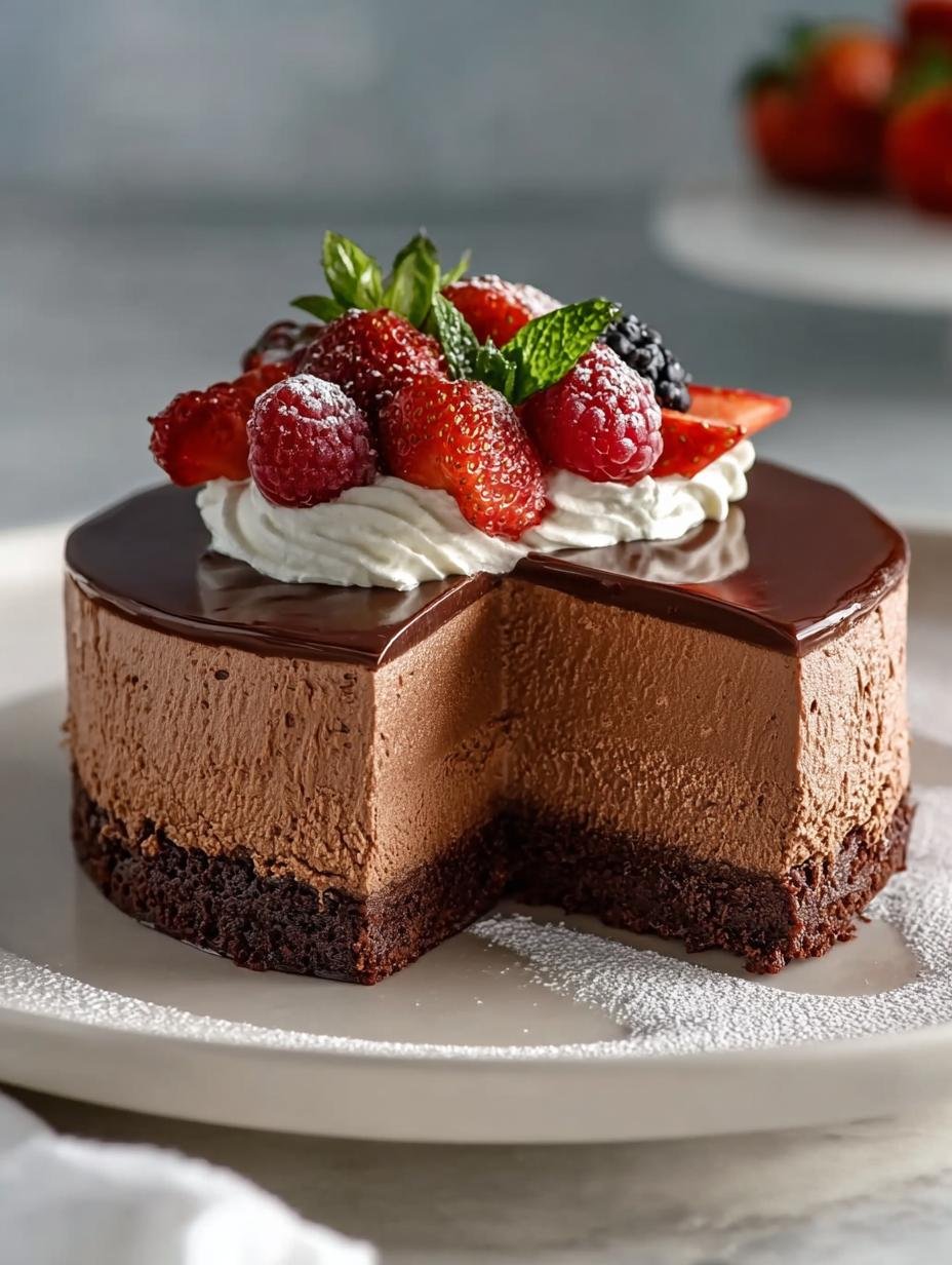 Irresistible Triple Chocolate Mousse Cake for Chocolate Lovers - Triple Chocolate Mousse Cake - additional detail
