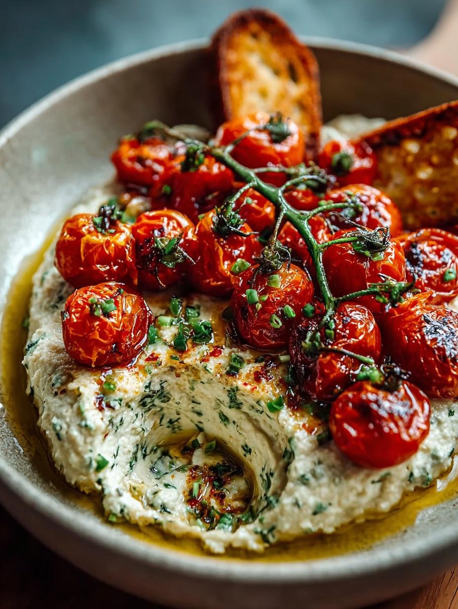 Whipped Garlic and Herb Tofu Dip with Roasted Tomatoes Bliss - Whipped Garlic and Herb Tofu Dip with Roasted Tomatoes Bliss - main visual representation