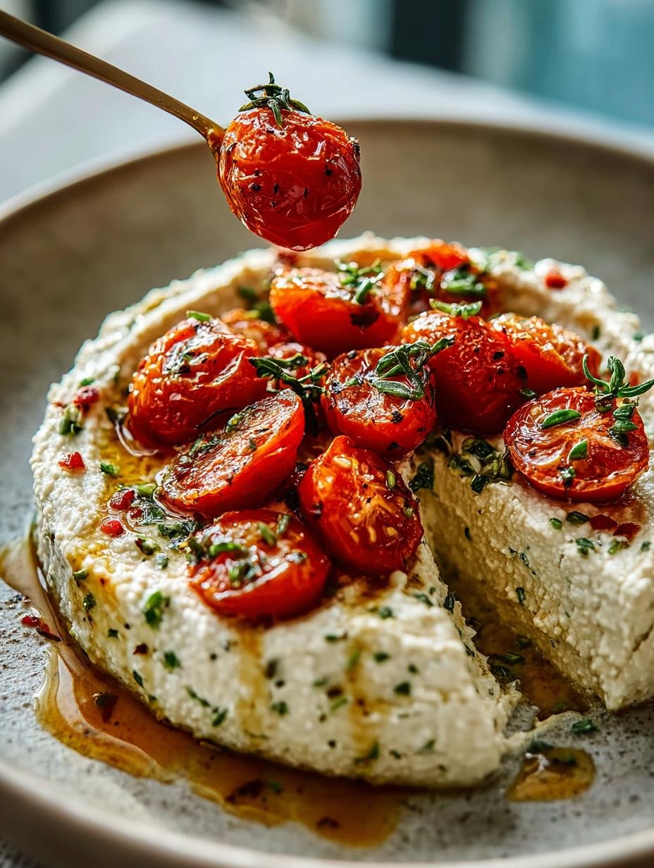 Whipped Garlic and Herb Tofu Dip with Roasted Tomatoes Bliss - Whipped Garlic and Herb Tofu Dip with Roasted Tomatoes Bliss - additional detail