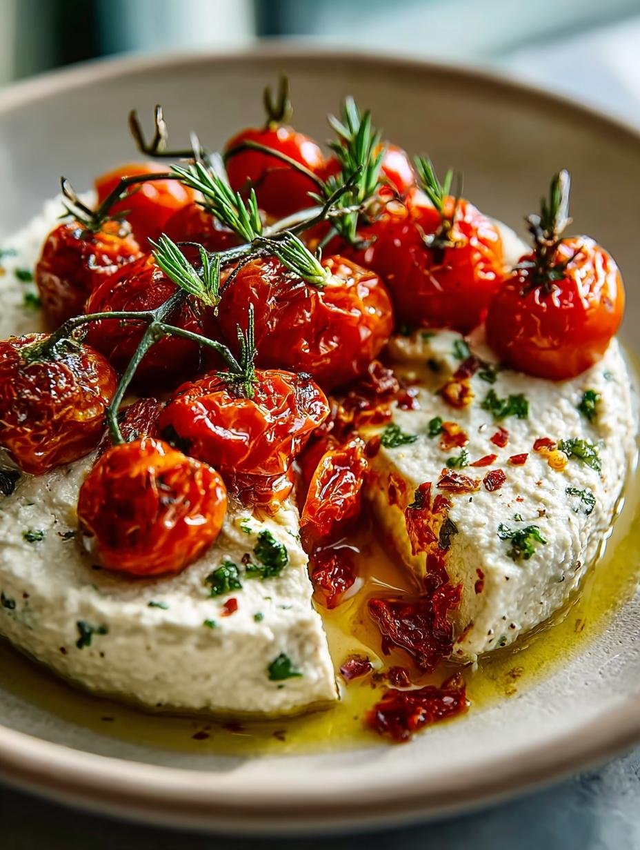 Whipped Garlic and Herb Tofu Dip with Roasted Tomatoes Bliss