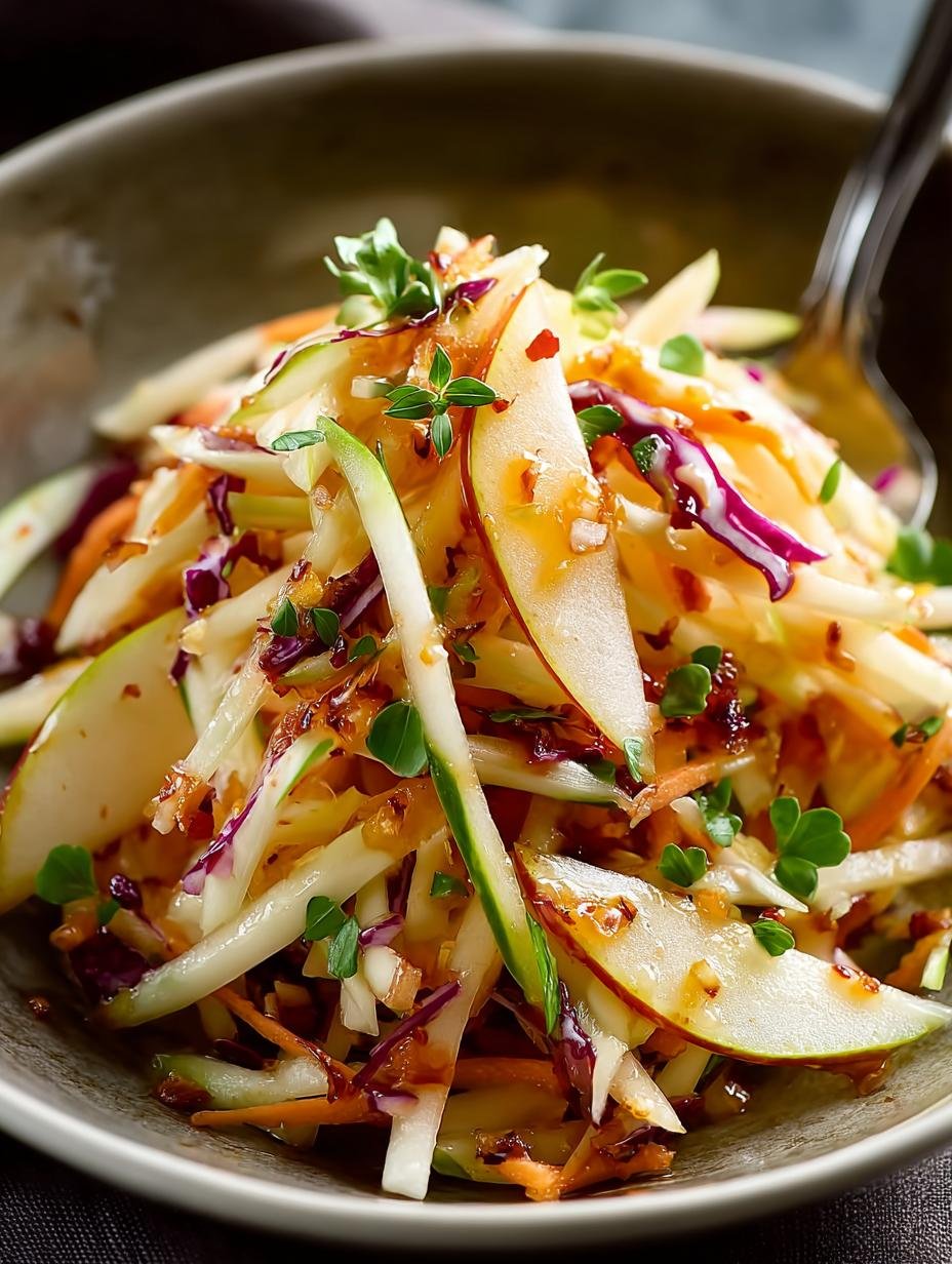 Zesty Apple Pear Slaw with Caramel Cider Vinaigrette - Apple Pear Slaw, Caramel Cider Vinaigrette, Zesty Slaw Recipe - main visual representation
