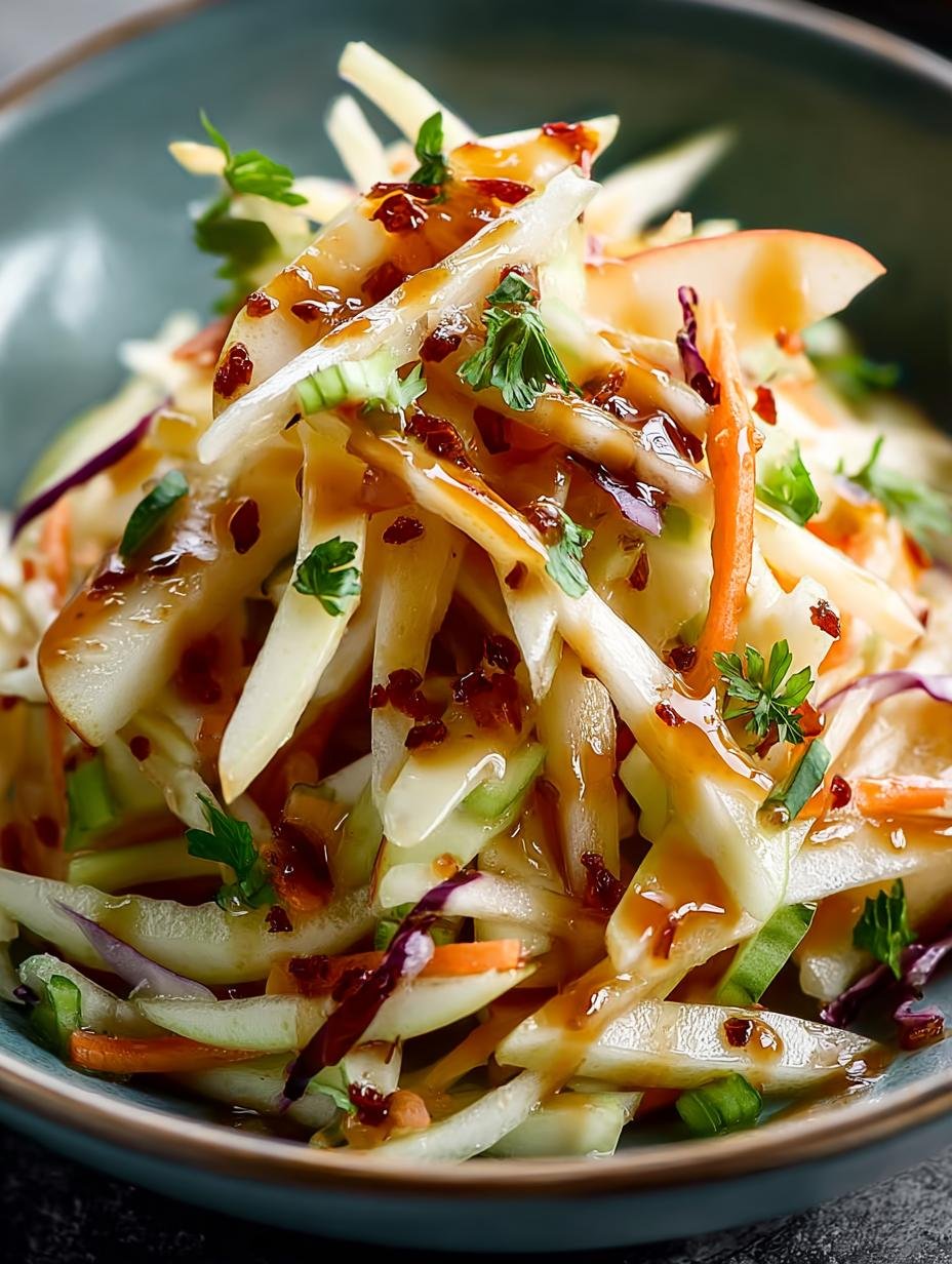 Zesty Apple Pear Slaw with Caramel Cider Vinaigrette - Apple Pear Slaw, Caramel Cider Vinaigrette, Zesty Slaw Recipe - additional detail