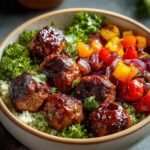 Barbecue Meatball Bowls, Avocado Goddess Sauce, Savory Meatball Recipe
