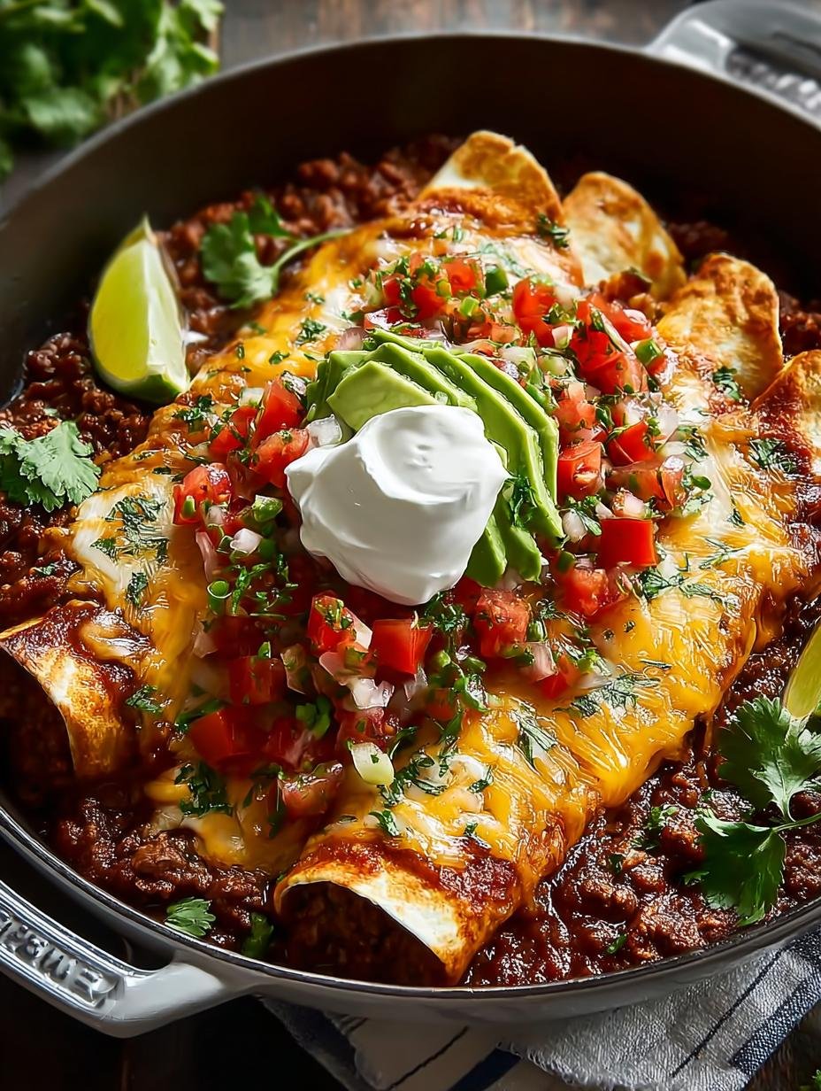 Sizzling Beef Skillet Enchiladas for Cozy Nights - Beef Skillet Enchiladas - main visual representation