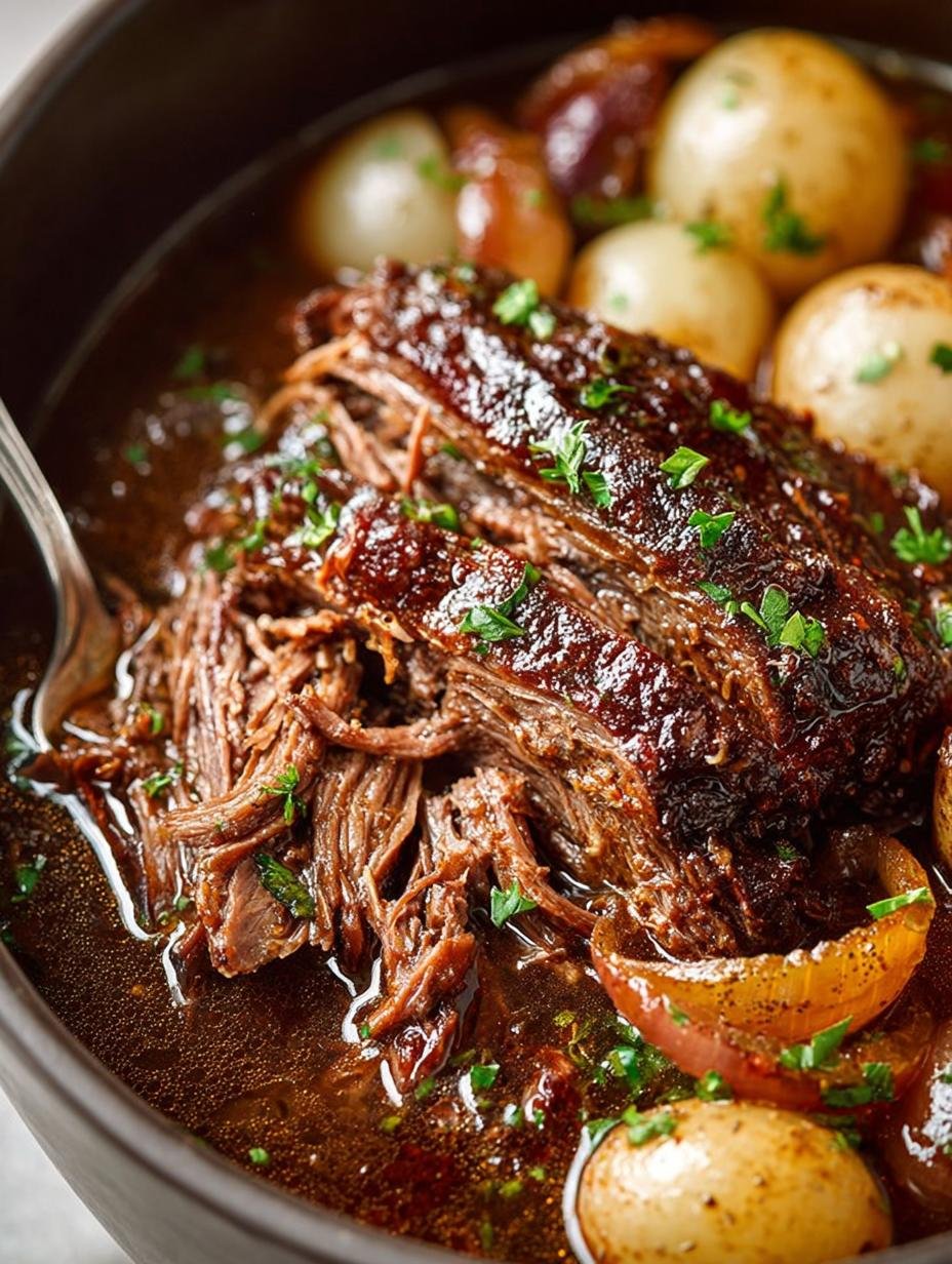 Delicious Slow Cooker French Onion Pot Roast Recipe - SLOW COOKER FRENCH ONION POT ROAST - main visual representation