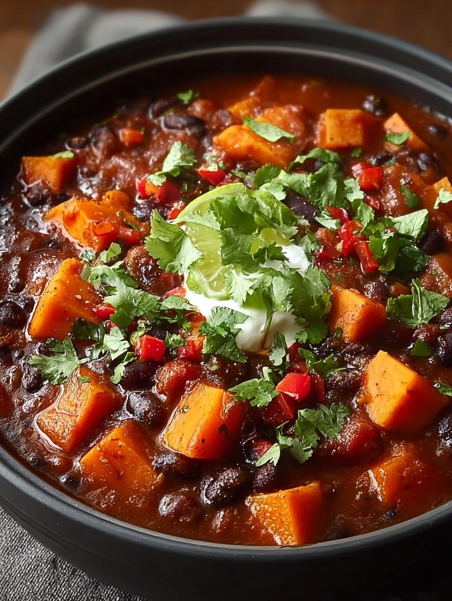 Delicious Slow Cooker Chili with Sweet Potatoes and Beans