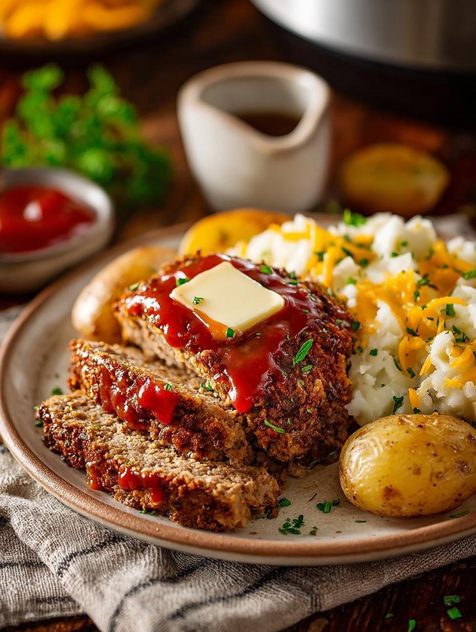 Slow Cooker Meatloaf with Cheesy Potatoes Recipe: 5 Hours of Comfort - Slow Cooker Meatloaf with Cheesy Potatoes Recipe - additional detail