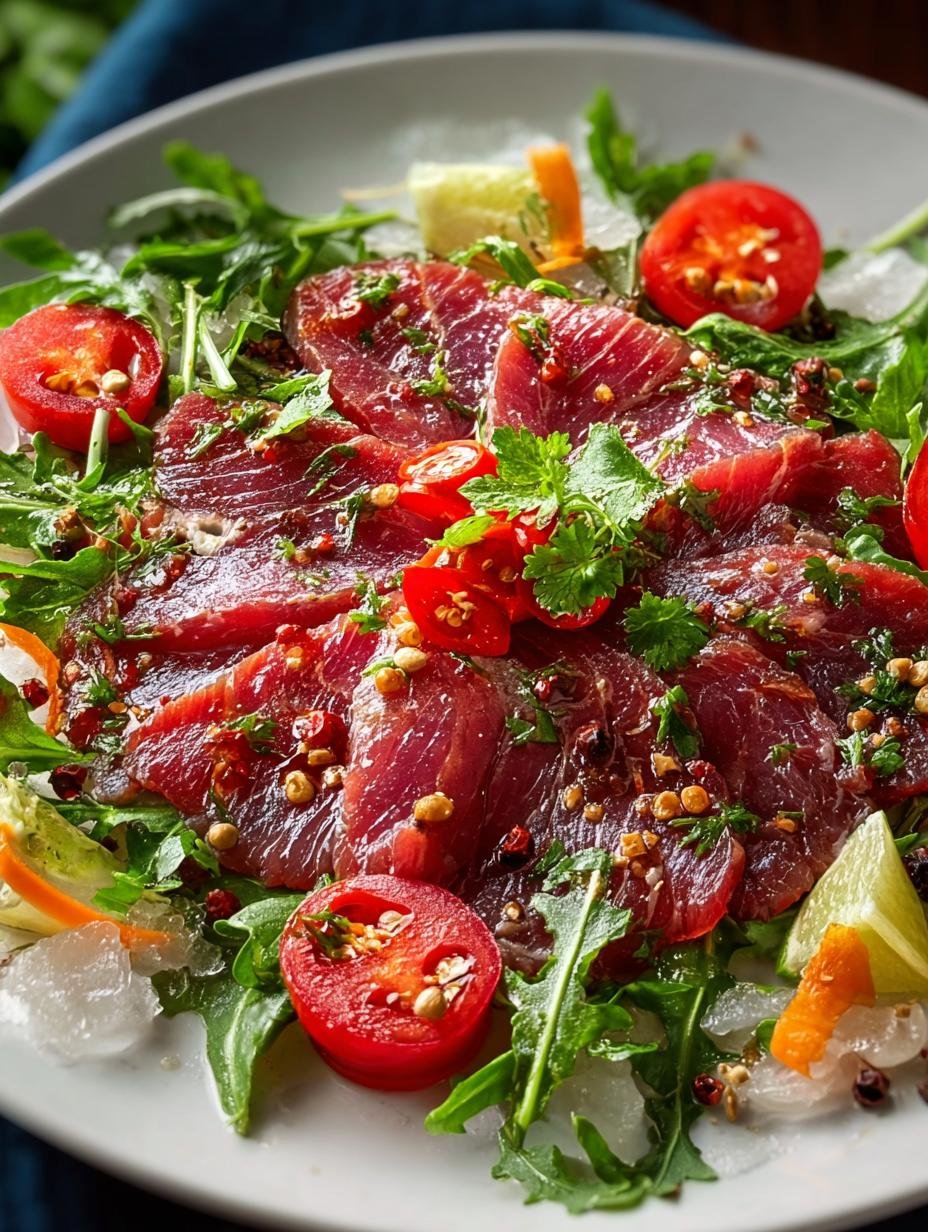 Savory Vietnamese Beef Carpaccio with Fresh Herbs and Zing - VIETNAMESE BEEF CARPACCIO - additional detail