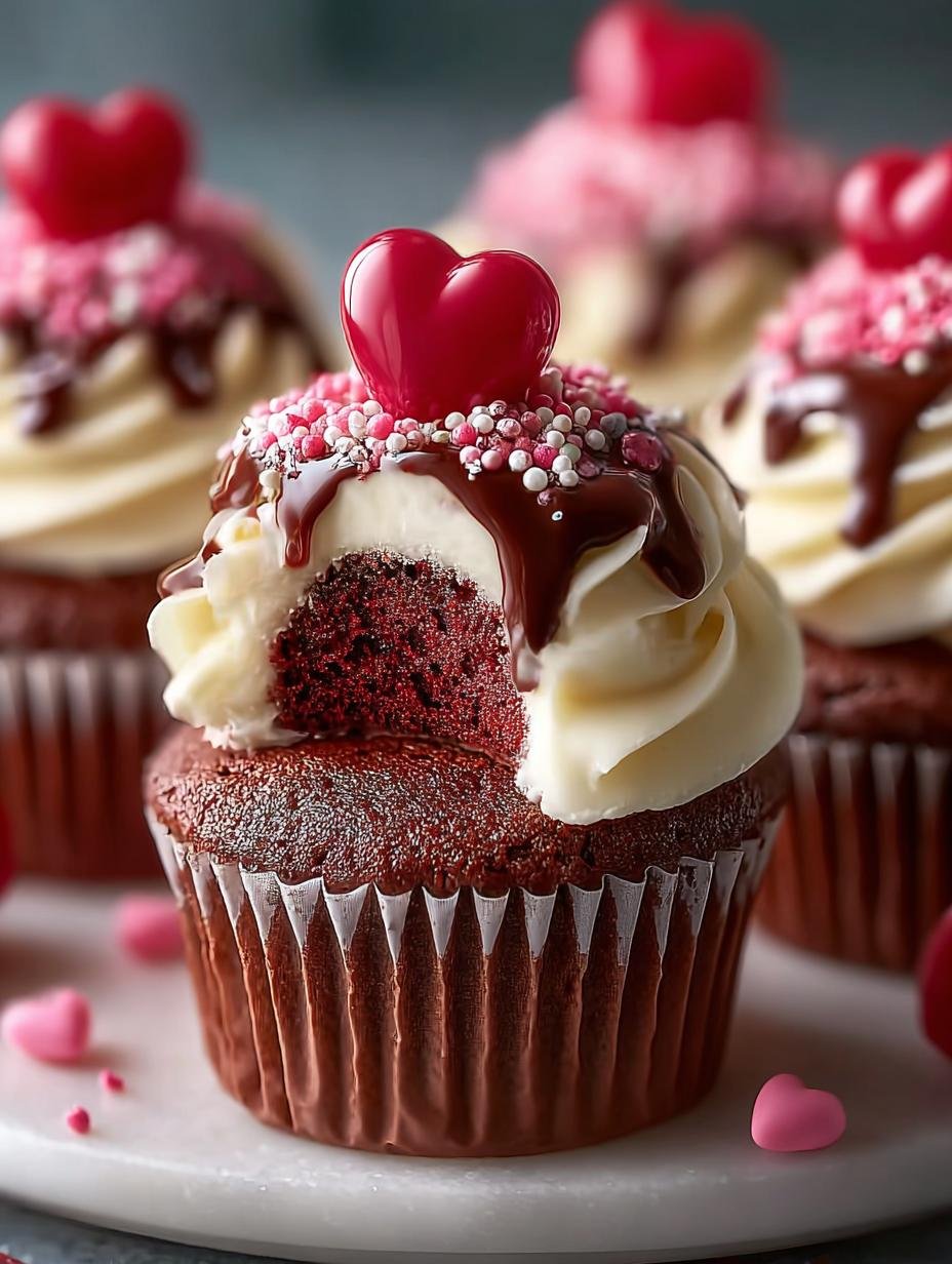 Valentine's Day Cupcakes: 12 Charming Pink Velvet Delights - Valentine's Day Cupcakes, Pink Velvet Cupcakes, Sweet Treats, Valentine's Desserts - additional detail